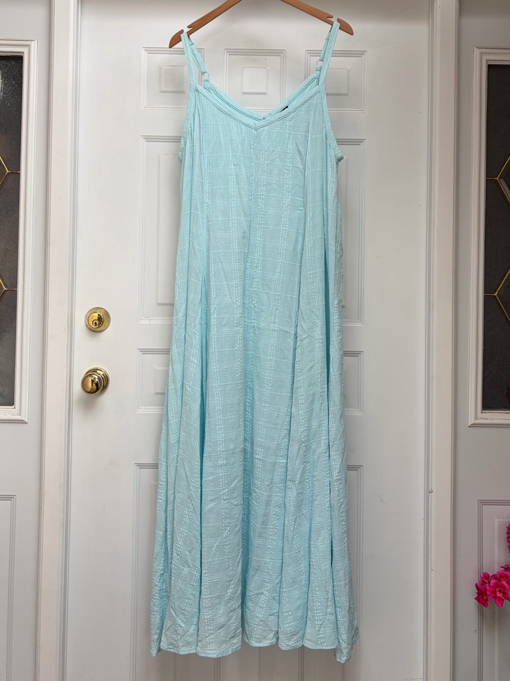 Torrid Boho Bohemian textured flowy relaxed cotton Sky Blue Maxi Dress